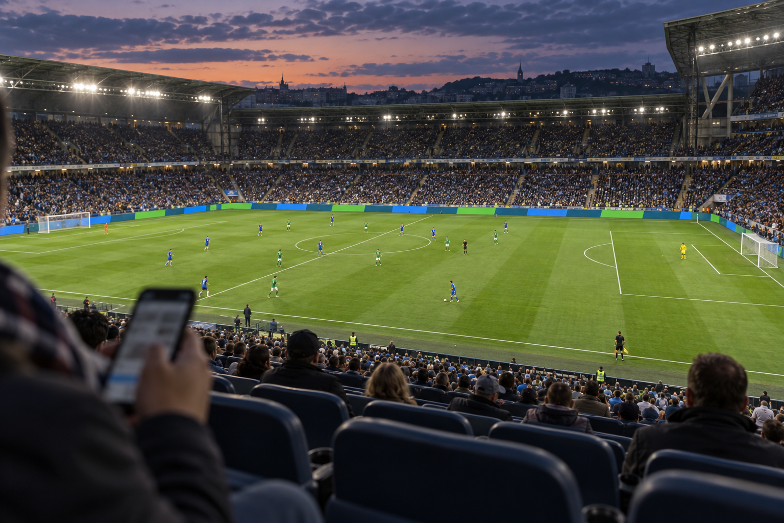 Illustrative football stadium and pitch-side advertising
