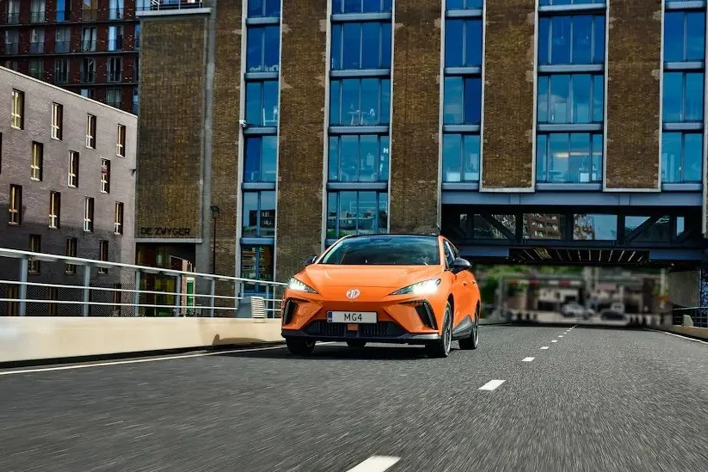 MG4 electric car on an urban road