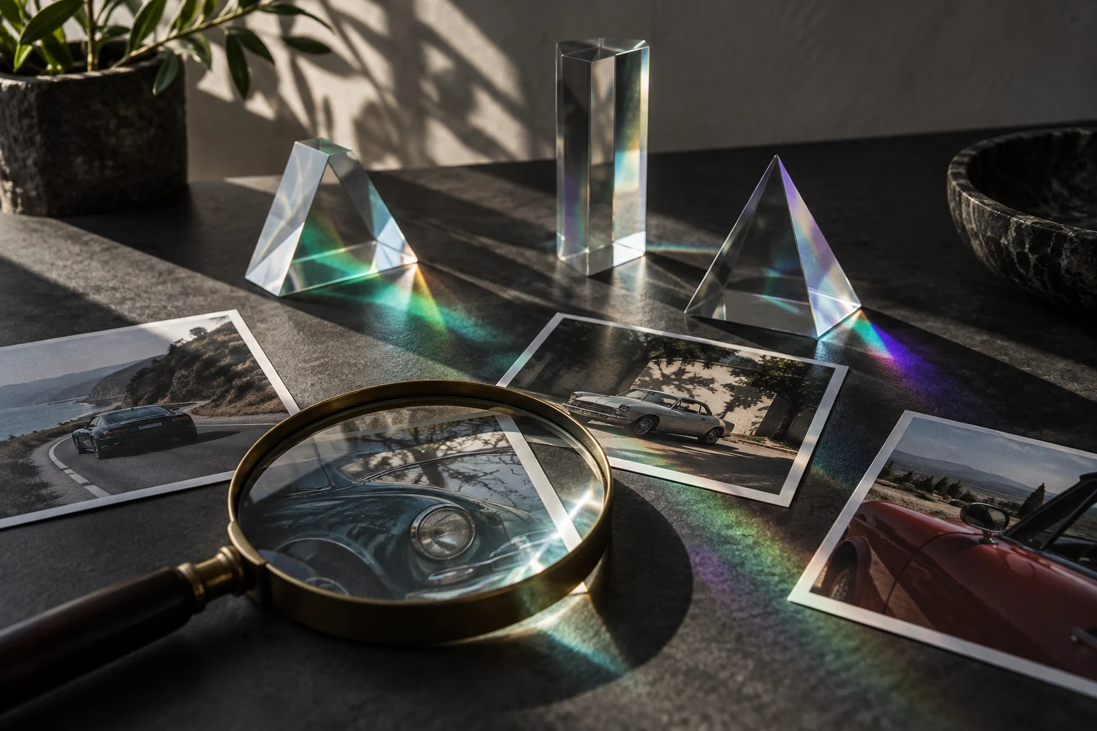 Conceptual illustration of different lenses on automotive visibility
